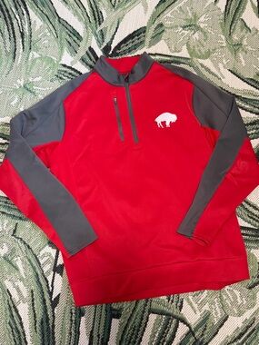 Buffalo Bills Red Quarter-Zip Pullover with Gray Accents and Buffalo Logo NFL XL